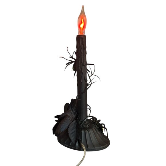 Upcycled Halloween Candle Window Light Electric flicker bulb Black Spider Eye R - Picture 5 of 7